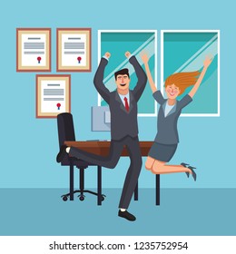 Happy business workers