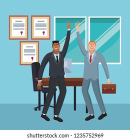 Happy business workers