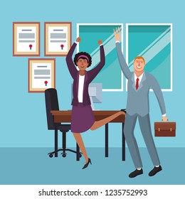 Happy business workers