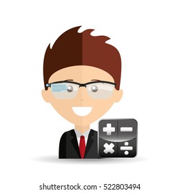 happy businessman calculator network media icon vector illustration eps 10