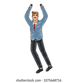 Happy businessman cartoon scribble