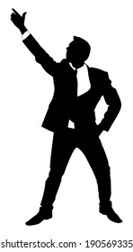 happy businessman dancing, vector