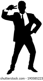 happy businessman dancing, vector