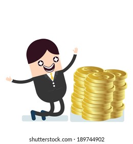 Happy businessman with dollar