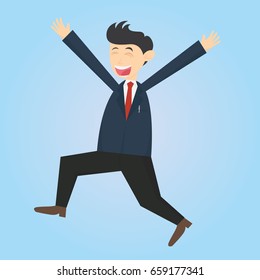 happy businessman expression cartoon vector illustration