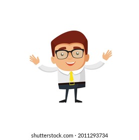 Ilustración de dibujos animados planos de un empresario feliz 