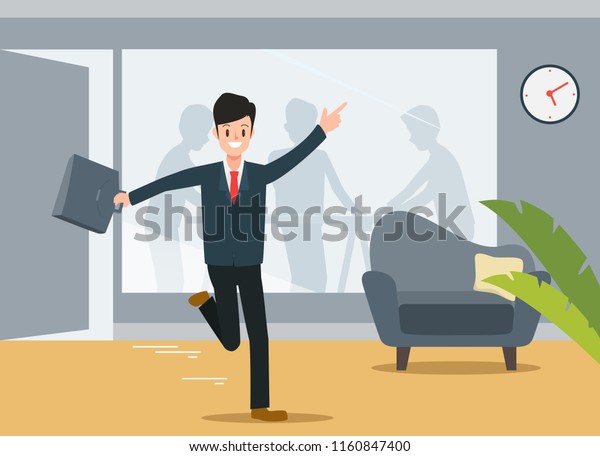 Happy Businessman Go Home After Work Stock Vector Royalty Free