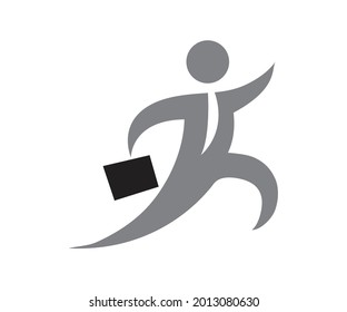 Happy businessman with handbag and tie vector logo design illustration on white background