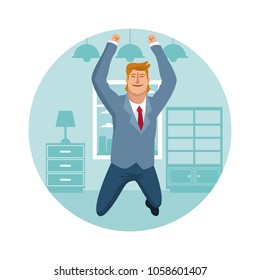 Happy businessman at home
