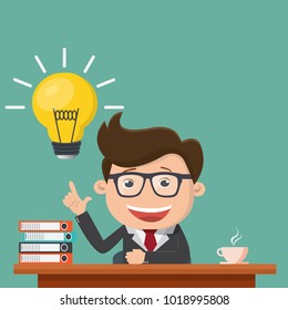 Happy businessman with an idea ,Businessman get a great idea - Vector illustration.