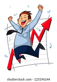 Happy Businessman Image of businessman jumping for his successful works. Editable and scalable EPS8 vector file.