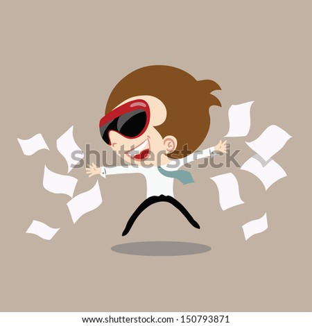 Happy Businessman Image of businessman jumping for his successful works.
