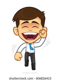 Happy businessman jumping