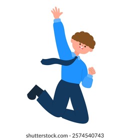 happy businessman jumping in shirt and tie vector illustration