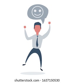 Happy businessman . Likes and positive feedback concept. Stock flat vector illustration.