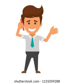 
A happy businessman moving in a gesture of winning .
