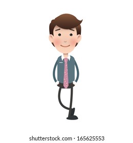 Happy businessman over isolated background. Vector design.