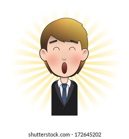 Happy businessman over isolated background. Vector design. 