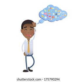 Happy businessman over isolated background. Vector design. 