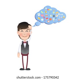 Happy businessman over isolated background. Vector design. 