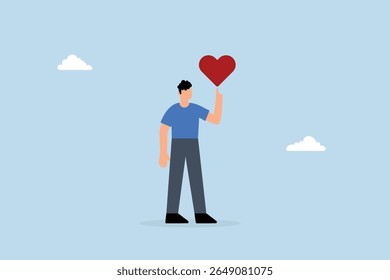 happy businessman with passionate heart shape walking to work.