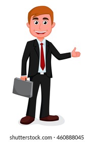 Happy Businessman presenting 