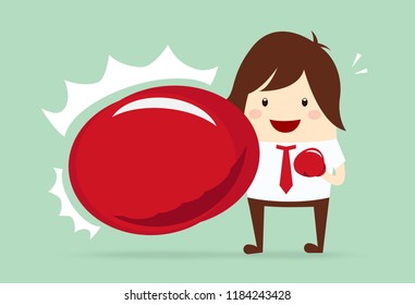 happy businessman punching with boxing gloves, business concept