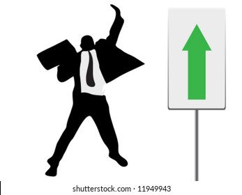 Happy businessman with the results of the company