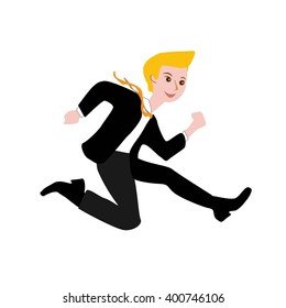 Happy businessman runs to its success. winner Illustration of a man. The concept of an energetic man.