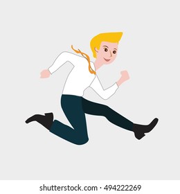 Happy businessman runs to its success. winner Illustration of a man. The concept of an energetic man.