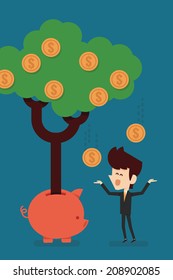 happy businessman with Savings Income 