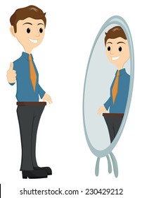 Happy Businessman See Himself Success For Weight Loss