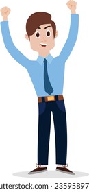 Happy businessman showing his success