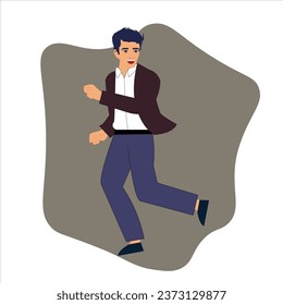 Happy Businessman Smiling and Jumping ,Young Boy Business Entrepreneur Vector , Happy Businessman Concept