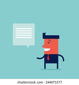 Happy businessman with speech bubble Successful business concept 