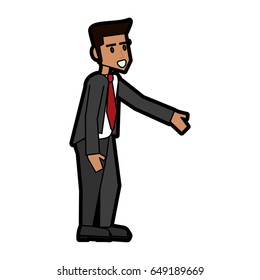 happy businessman stretching arms icon image 