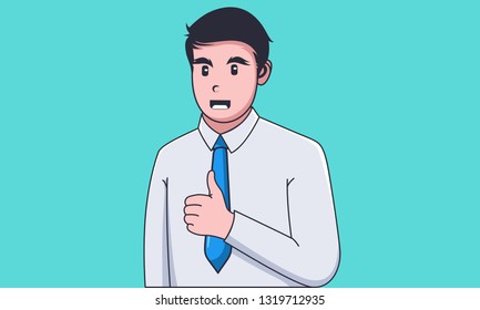 Happy businessman thumbs up and smile