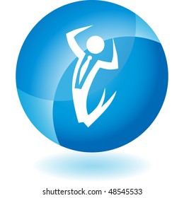 Happy businessman web button isolated on a background