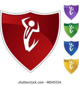 Happy businessman web button isolated on a background