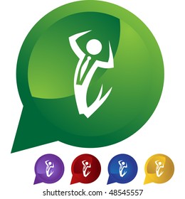 Happy businessman web button isolated on a background