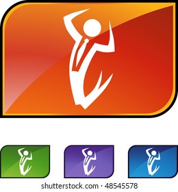 Happy businessman web button isolated on a background