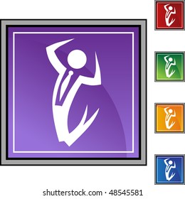 Happy businessman web button isolated on a background