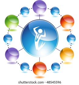 Happy businessman web button isolated on a background