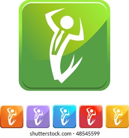 Happy businessman web button isolated on a background