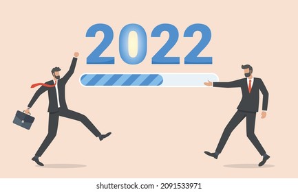 Happy businessman wit progress bar Download New Year 2022