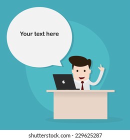 Happy businessman at work,Vector EPS 10.