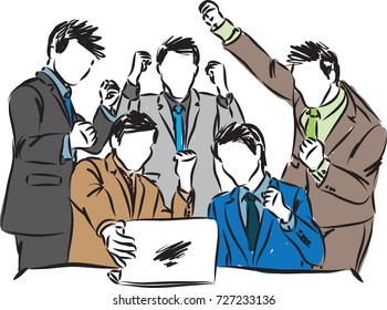 happy businessmen team work vector illustration