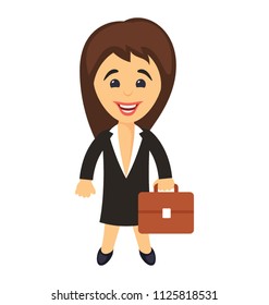 A happy businesswoman with briefcase 