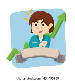 happy businesswoman with graphic