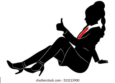 happy businesswoman showing thumbs up